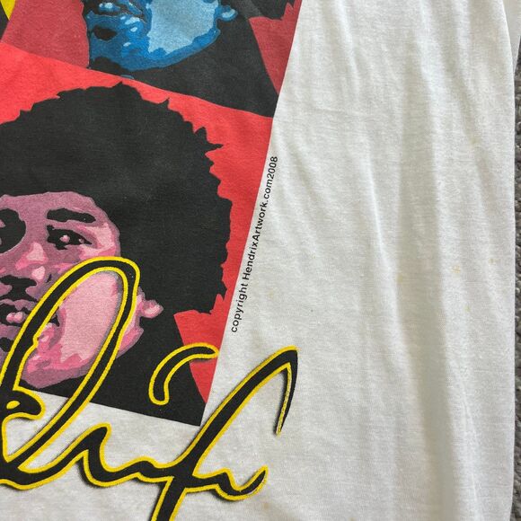 Vintage Y2K 2008 Jimi Hendrix Rocks Pop Art T Shirt White Mens Size XL - Picture 3 of 9
